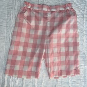 Pink and white check Bermuda shorts